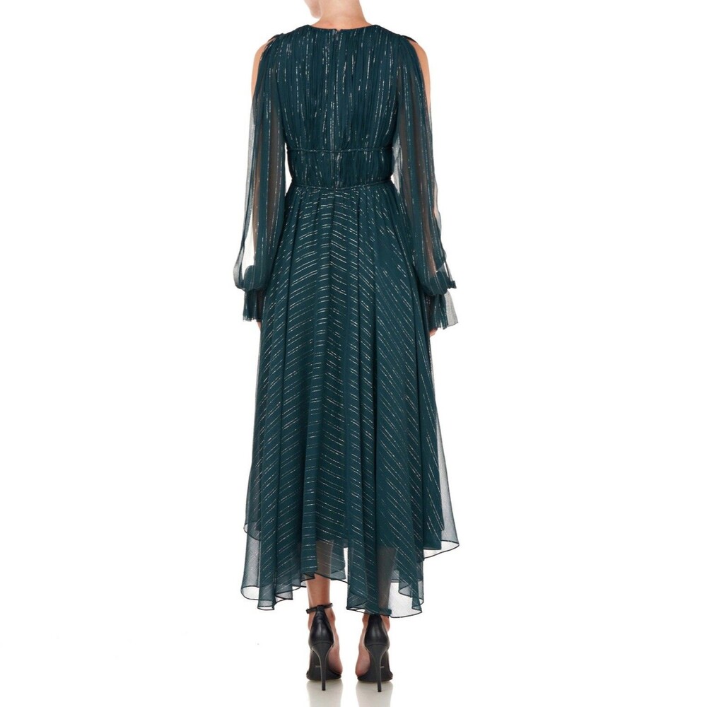 Amur Heidi Silk Metallic Midi Dress Gown Size 0 in Green $615 - Picture 2 of 11